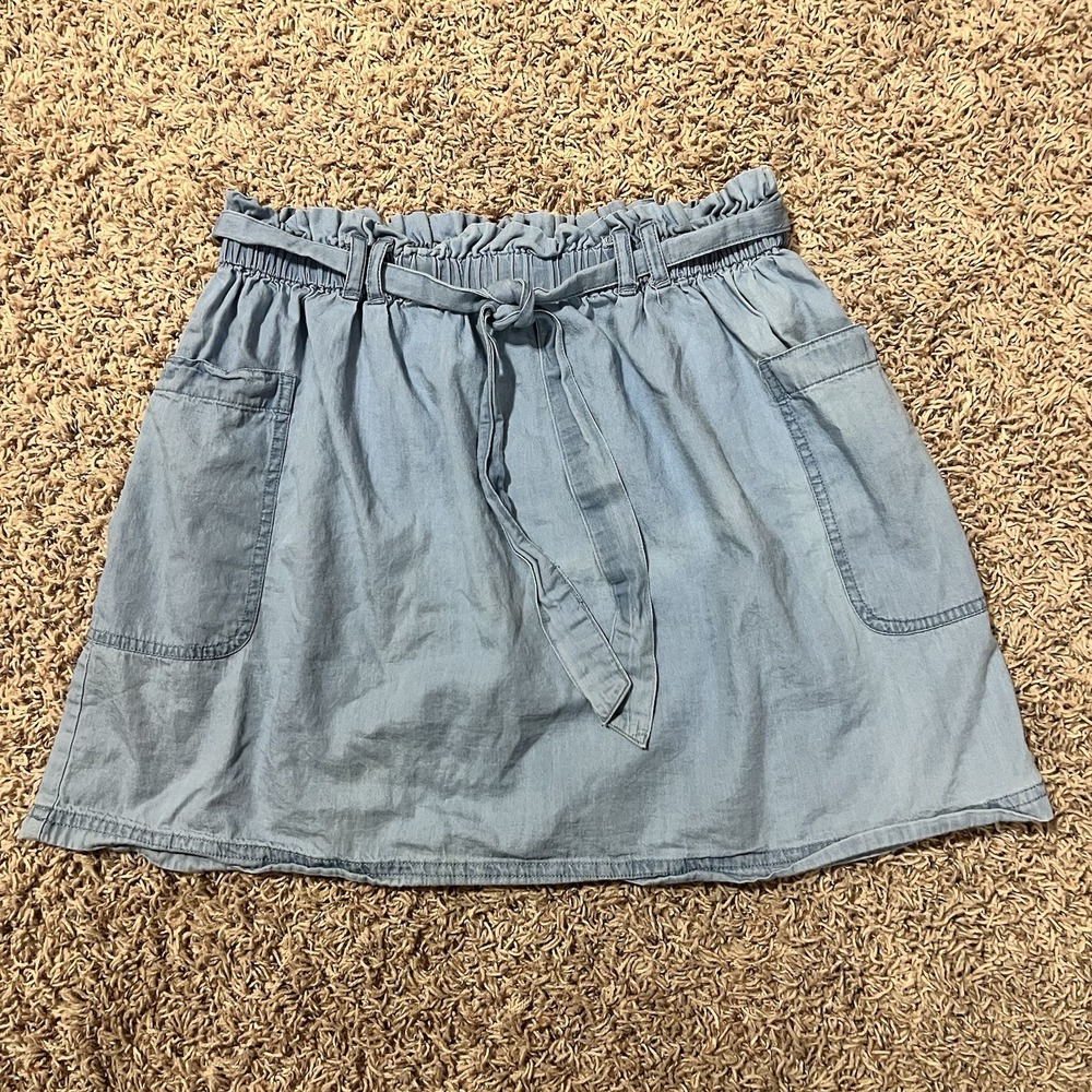 Thereabouts There Abouts‎ Chambray Skirt Girls 14 Tie Waist Pockets Lightweight